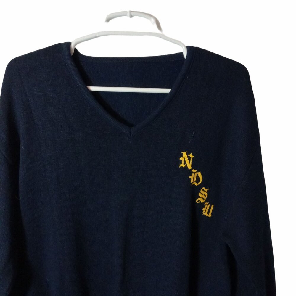 Vintage NDSU Navy Blue V Neck Sweater L North Dakota State University Thundar - Picture 3 of 9